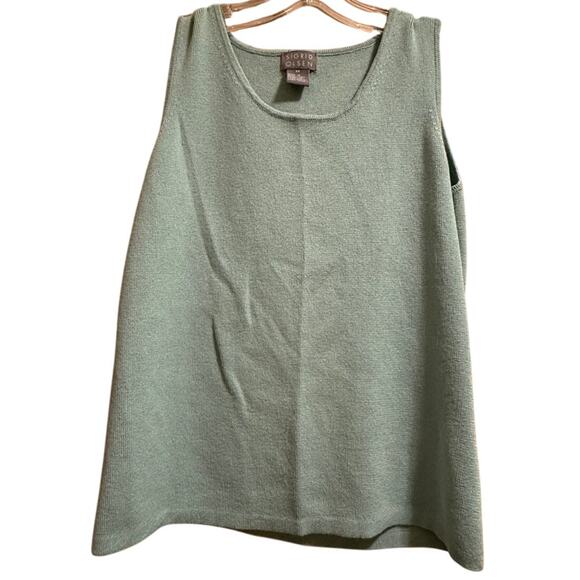 Sigrid Olsen Seafoam Green Sleeveless Knit Blouse  - Size Medium - Picture 1 of 6
